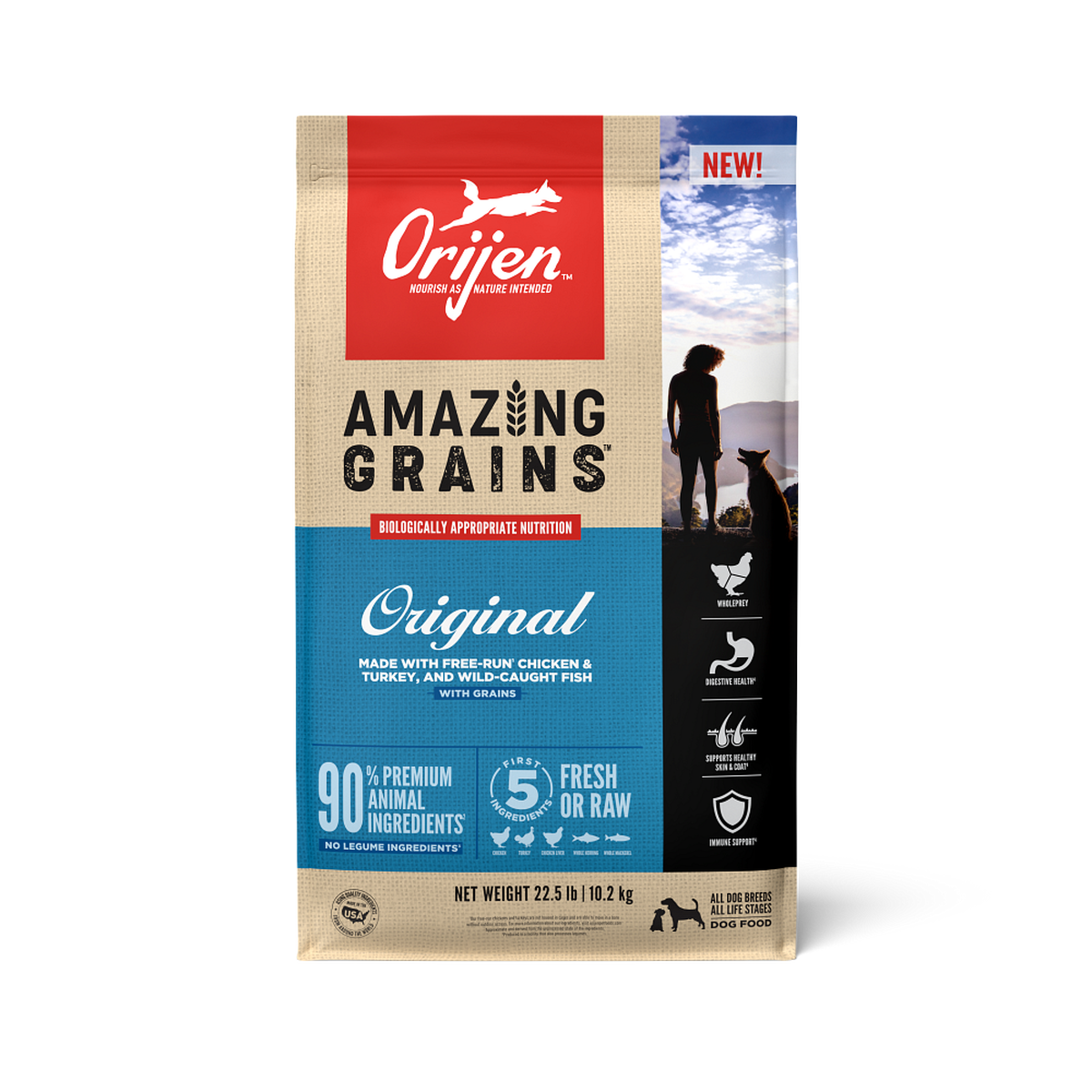 Orijen dog food shop with grain